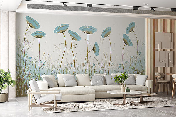 Painting of flowers in a field Painting of flowers in a field