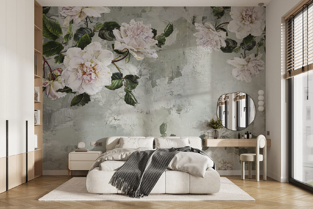 Painting of flowers on a wall