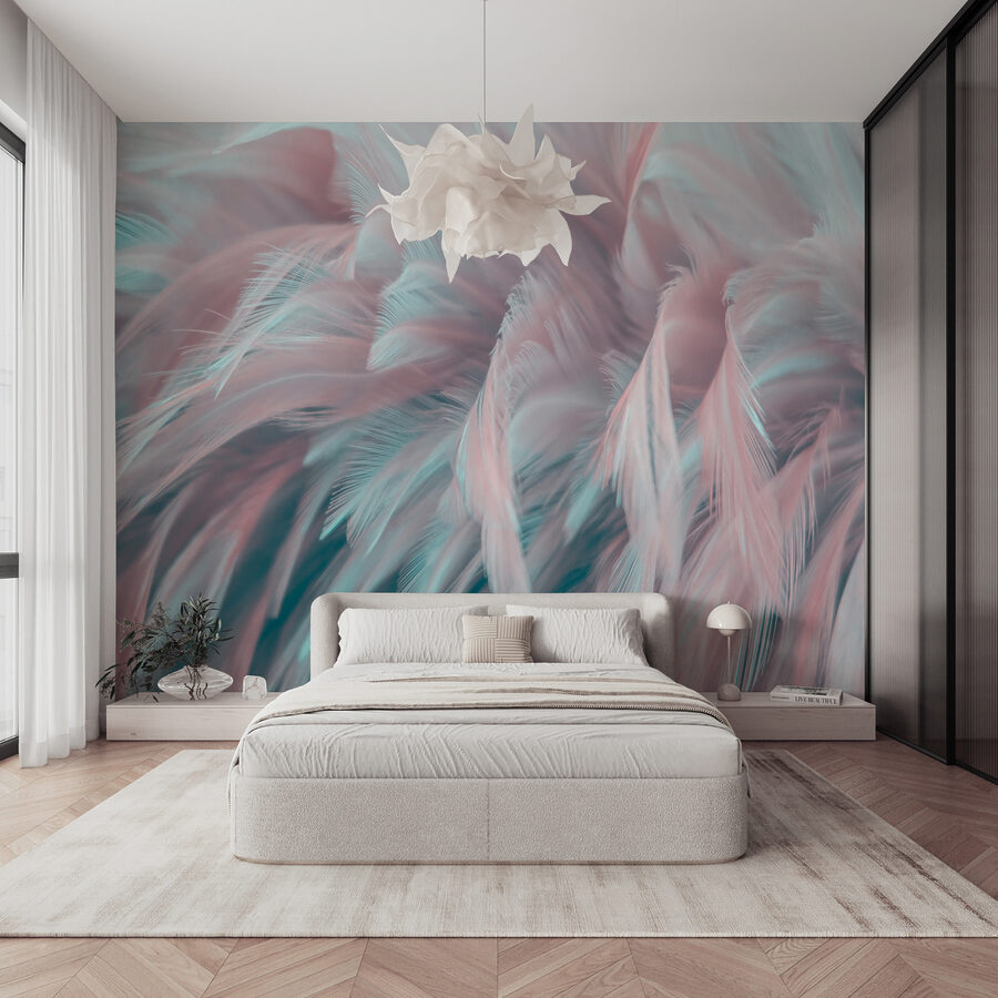 Delicate feathers in soft colors.