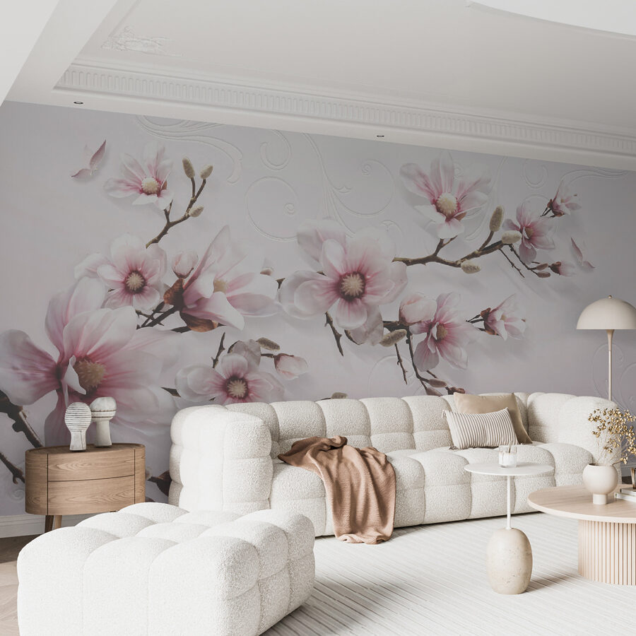 Delicate blossoms on soft pink backdrop.