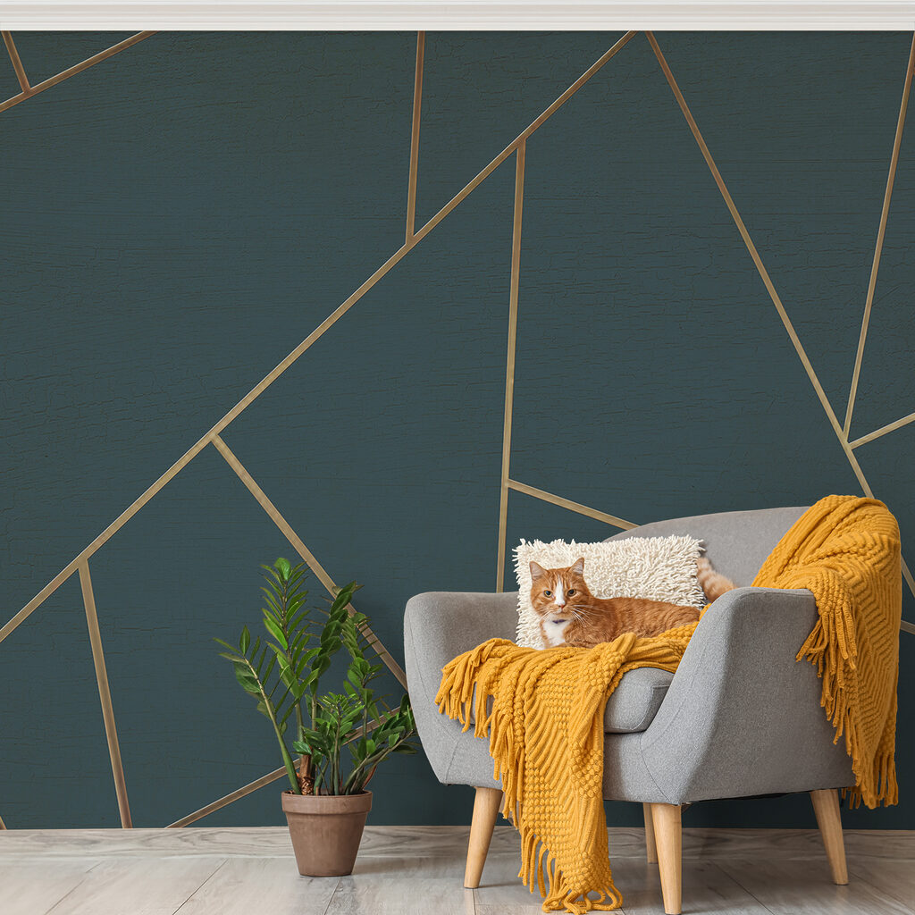 Abstract teal lines intersecting gracefully