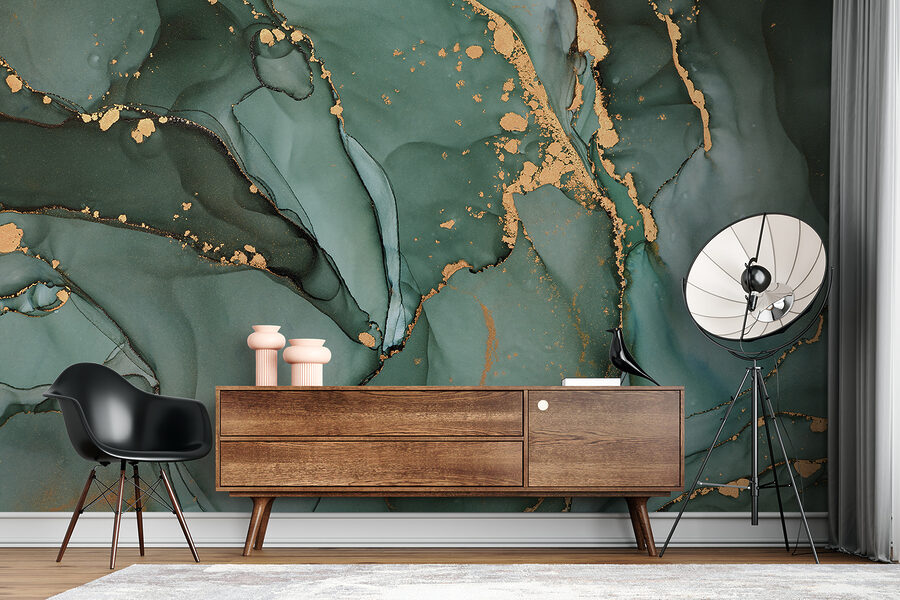 Wall murals Emerald currents with shimmering trails. - Image 7
