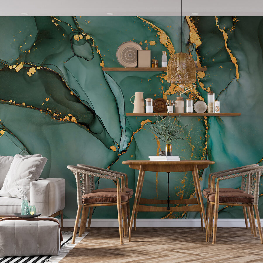 Wall murals Emerald currents with shimmering trails. - Image 8