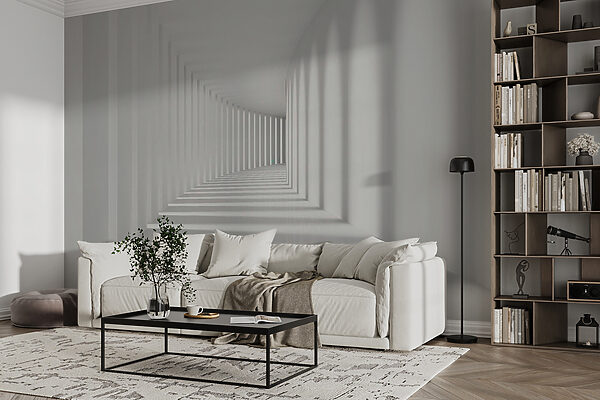 White room with columns and light