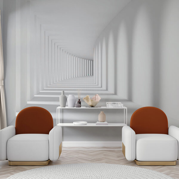 White room with columns and light