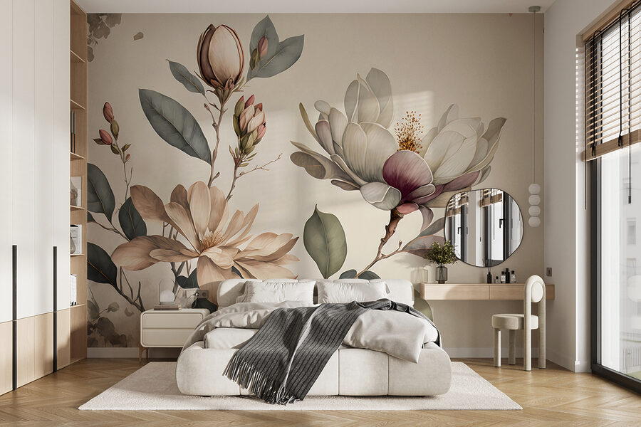 Elegant magnolia blooms in soft hues