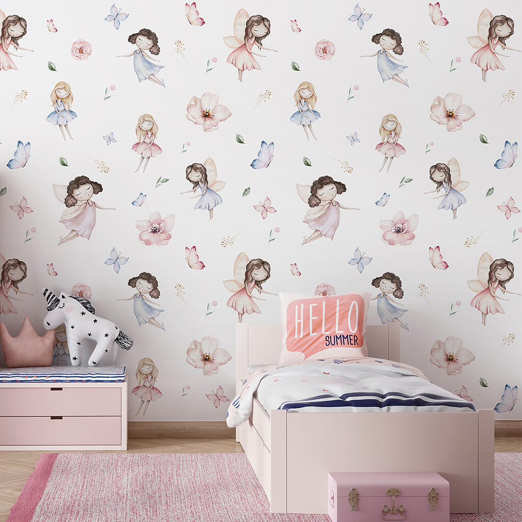 Pattern of fairies and butterflies