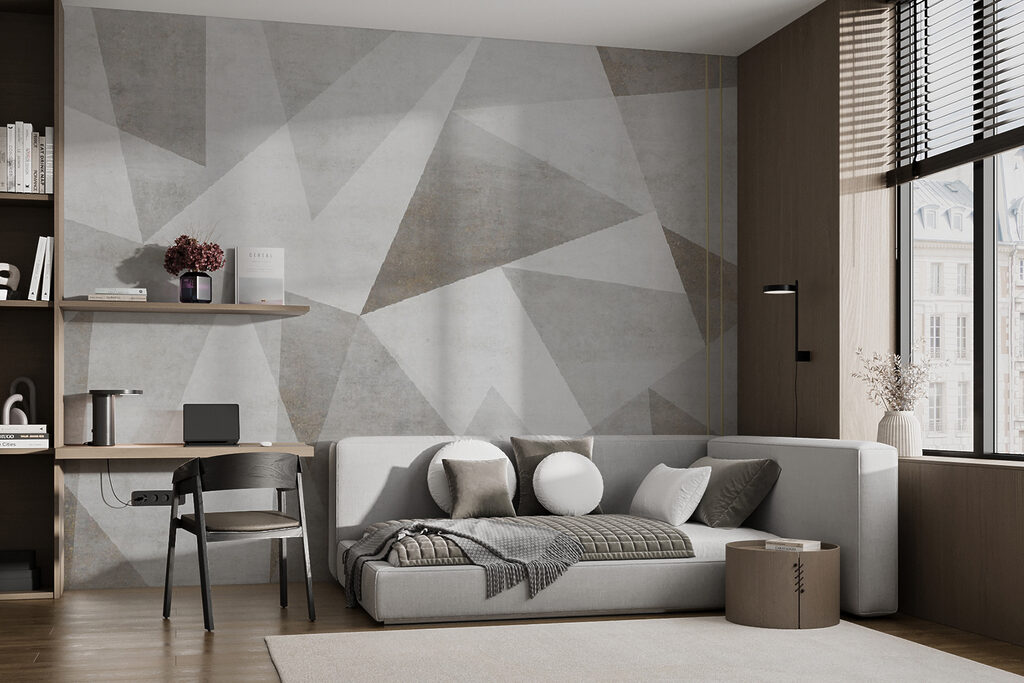 A grey and white background with triangles A grey and white background with triangles