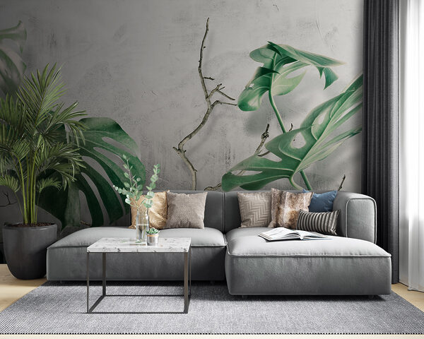Lush leaves against a textured backdrop Lush leaves against a textured backdrop