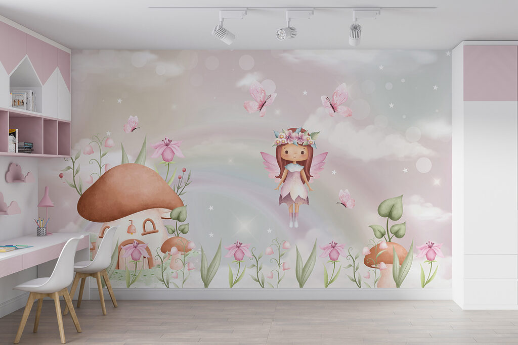 A cartoon fairy flying in the sky A cartoon fairy flying in the sky