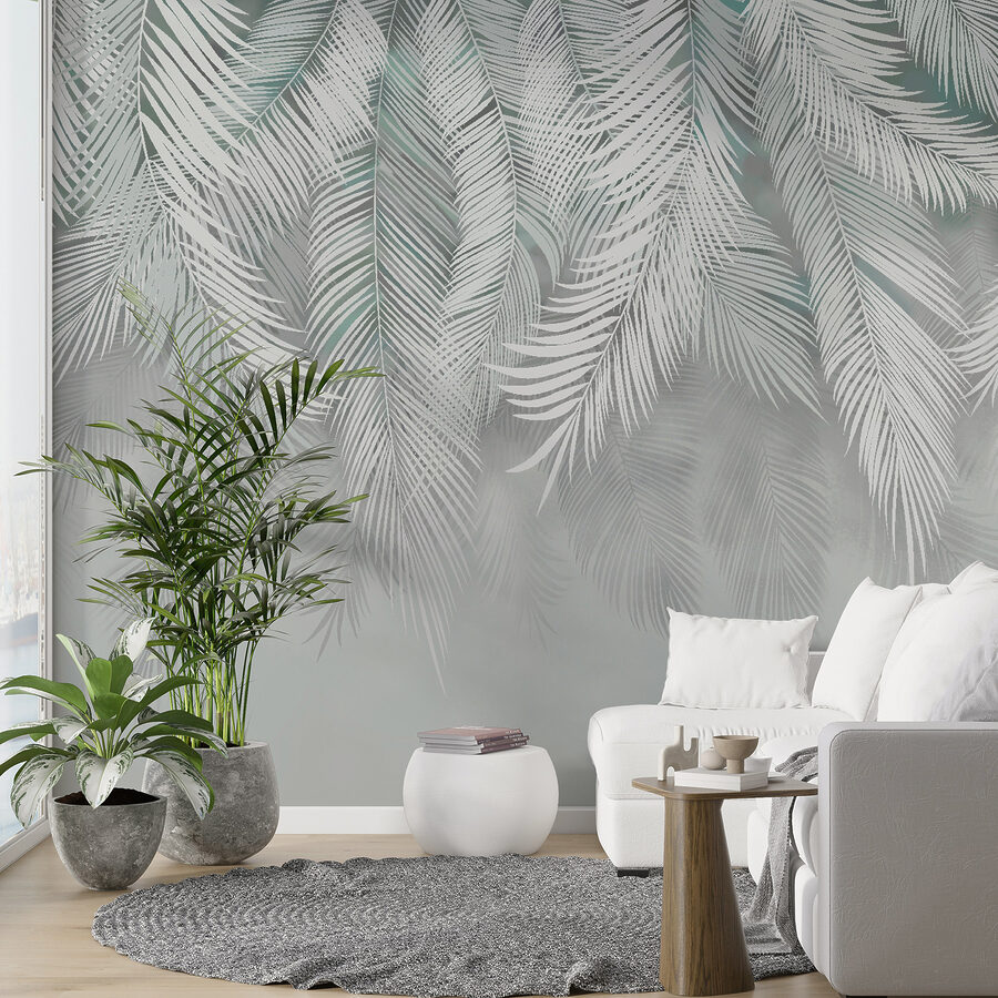 Wall murals White leaves on a white background - Image 6