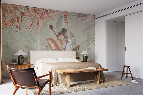 Tropical foliage in soft pastel hues. Tropical foliage in soft pastel hues.