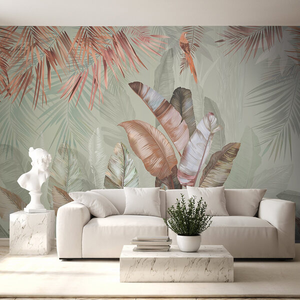 Tropical foliage in soft pastel hues. Tropical foliage in soft pastel hues.