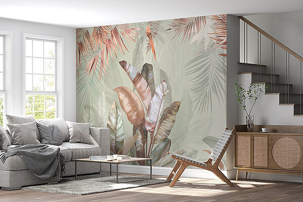 Tropical foliage in soft pastel hues. Tropical foliage in soft pastel hues.