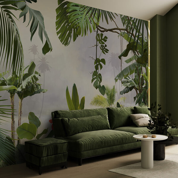 Group of plants with trees and flowers Group of plants with trees and flowers
