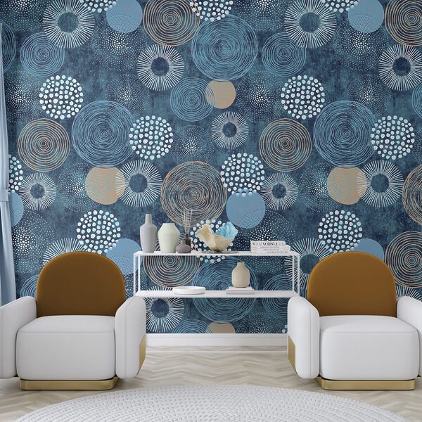 Blue and white pattern with circles Blue and white pattern with circles