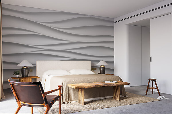 White wall with wavy lines White wall with wavy lines