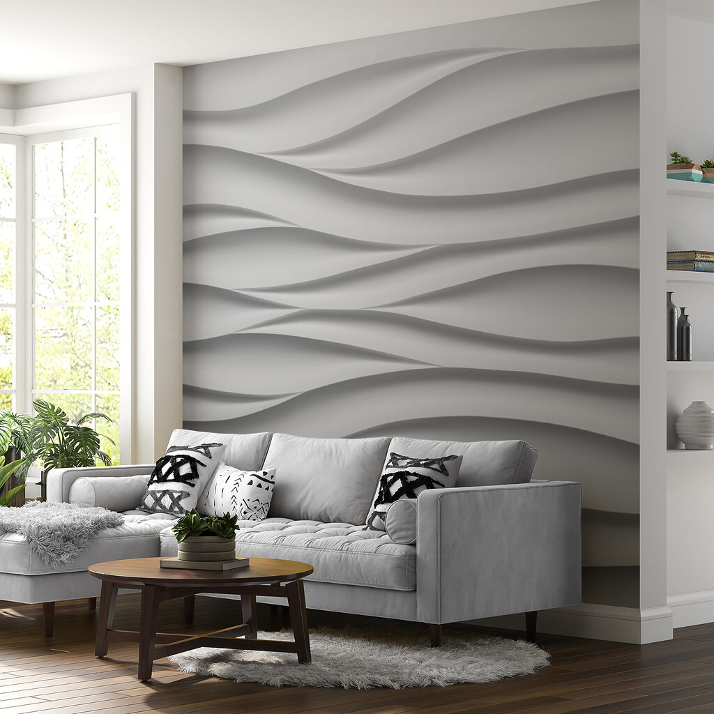 White wall with wavy lines White wall with wavy lines