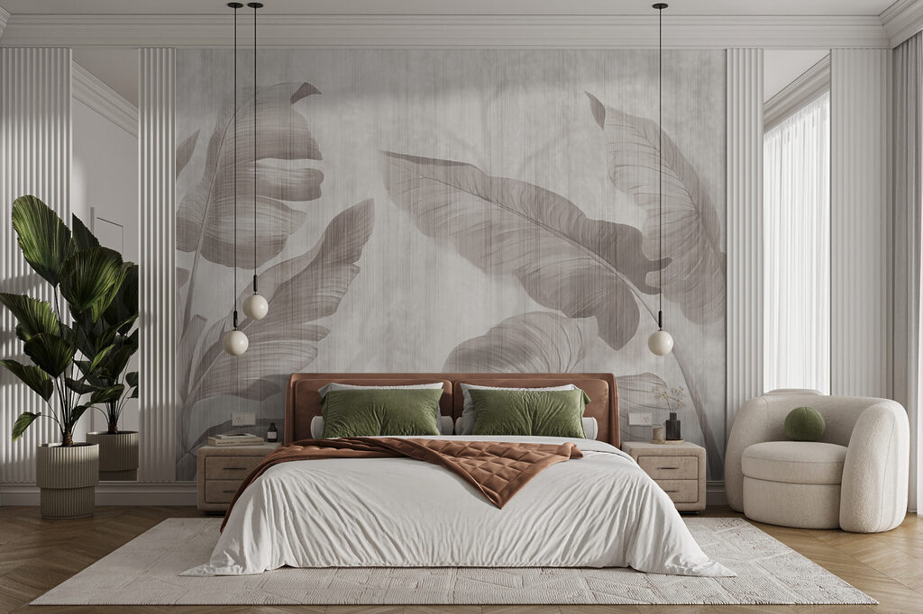 Elegant botanical leaf design in neutral tones Elegant botanical leaf design in neutral tones