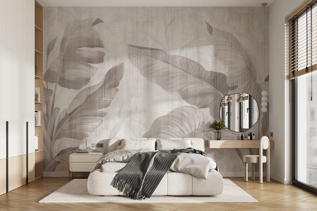 Elegant botanical leaf design in neutral tones Elegant botanical leaf design in neutral tones