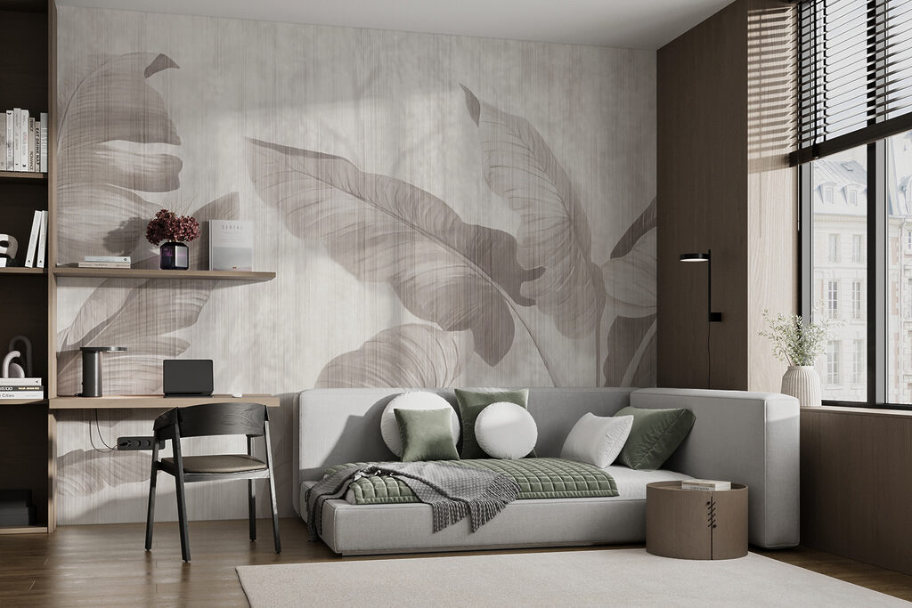 Elegant botanical leaf design in neutral tones Elegant botanical leaf design in neutral tones