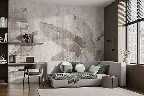 Elegant botanical leaf design in neutral tones Elegant botanical leaf design in neutral tones