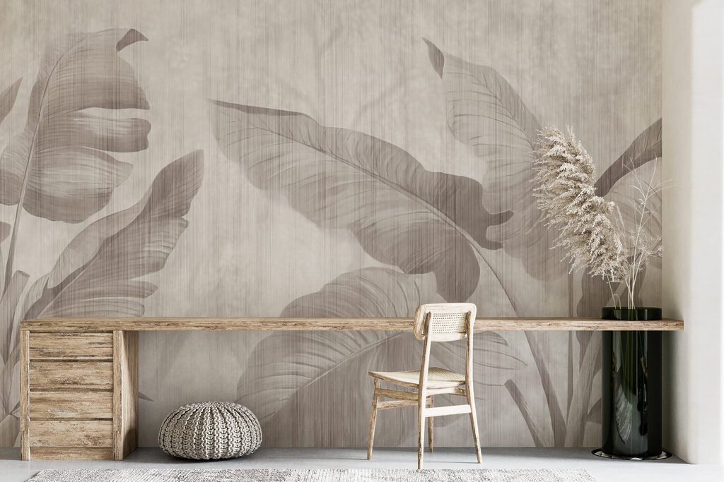 Elegant botanical leaf design in neutral tones Elegant botanical leaf design in neutral tones