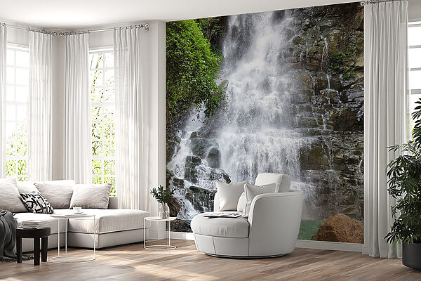 Waterfall with rocks and trees Waterfall with rocks and trees