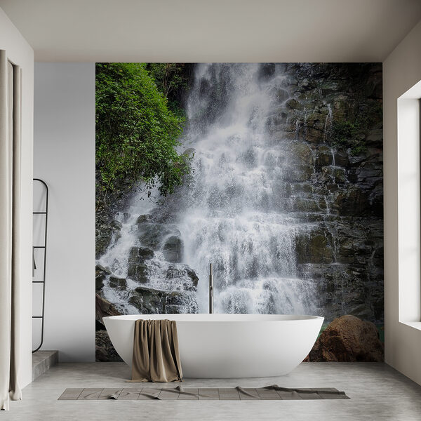 Waterfall with rocks and trees Waterfall with rocks and trees