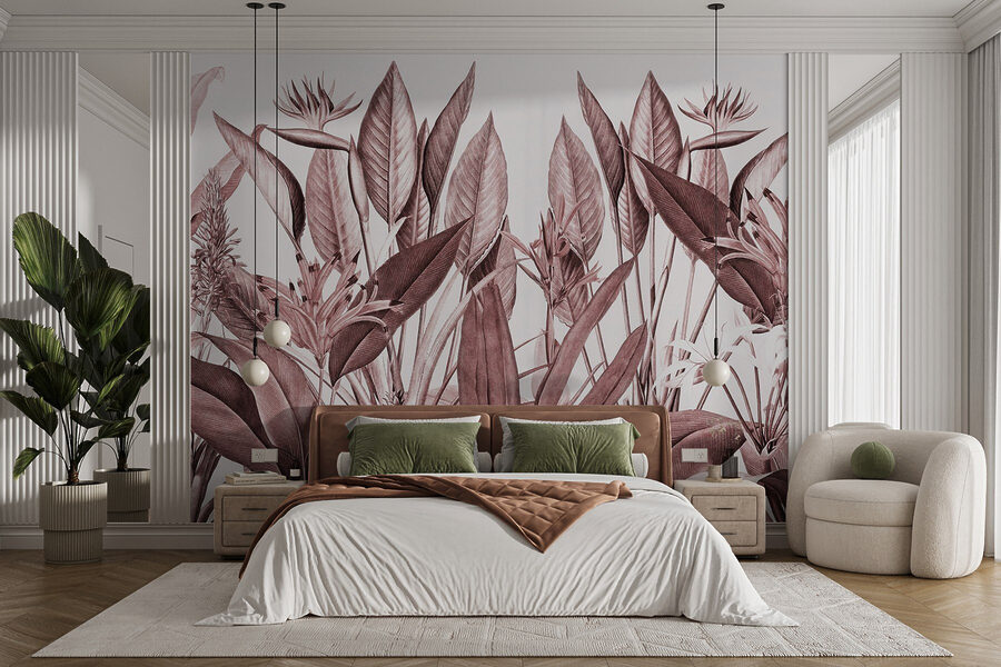 Tropical foliage in subtle hues