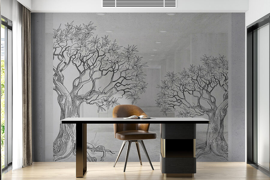 Group of trees drawn on the wall