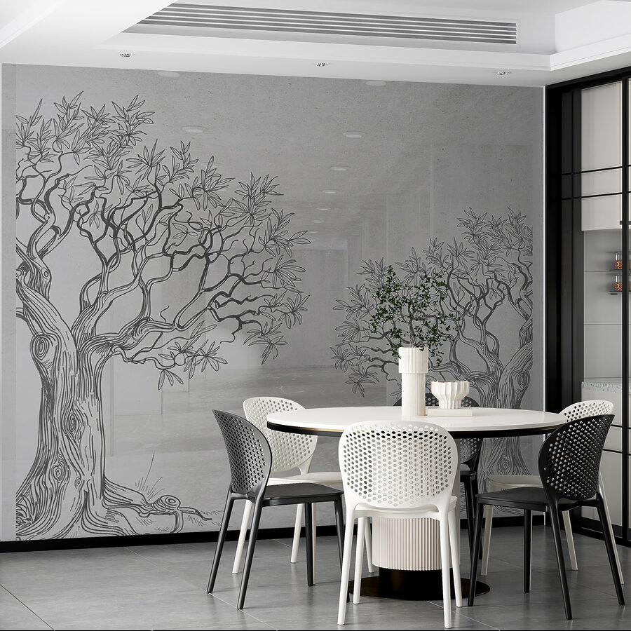 Group of trees drawn on the wall