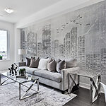 Wall mural Greyscale image of a city