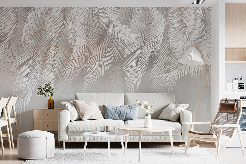 White feather pattern on a white background