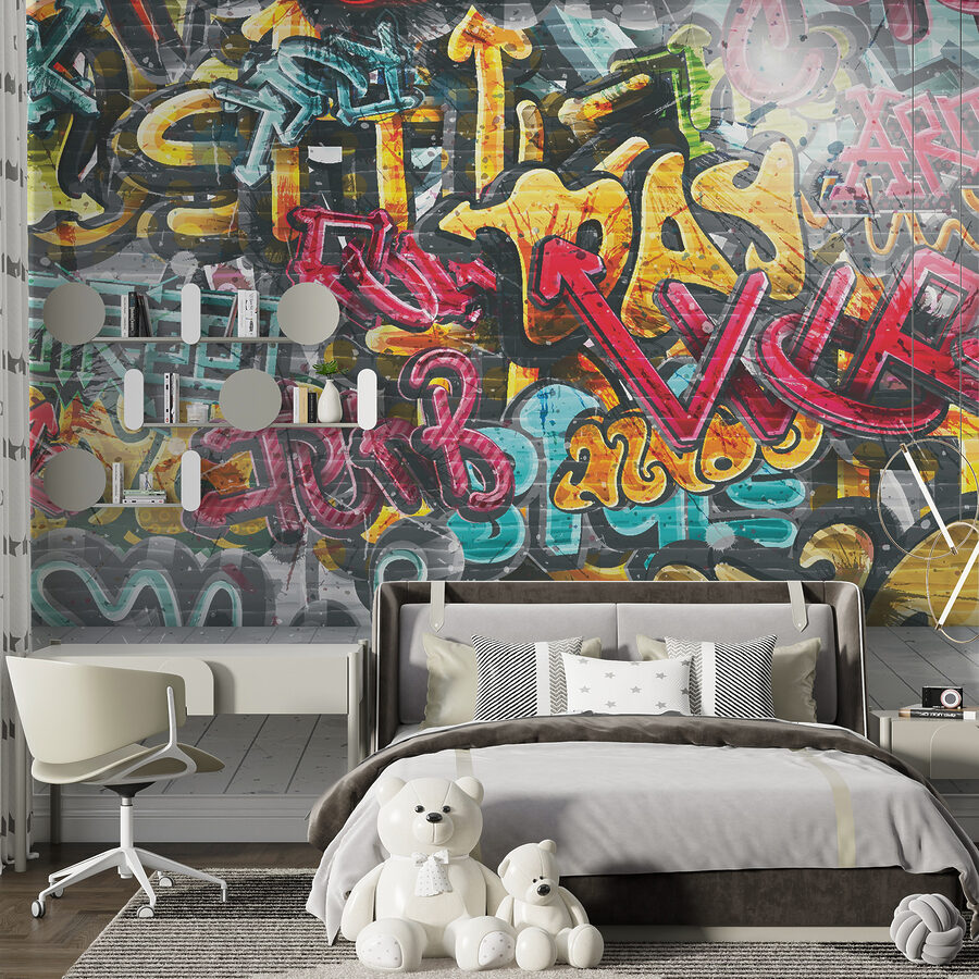Wall with graffiti on it
