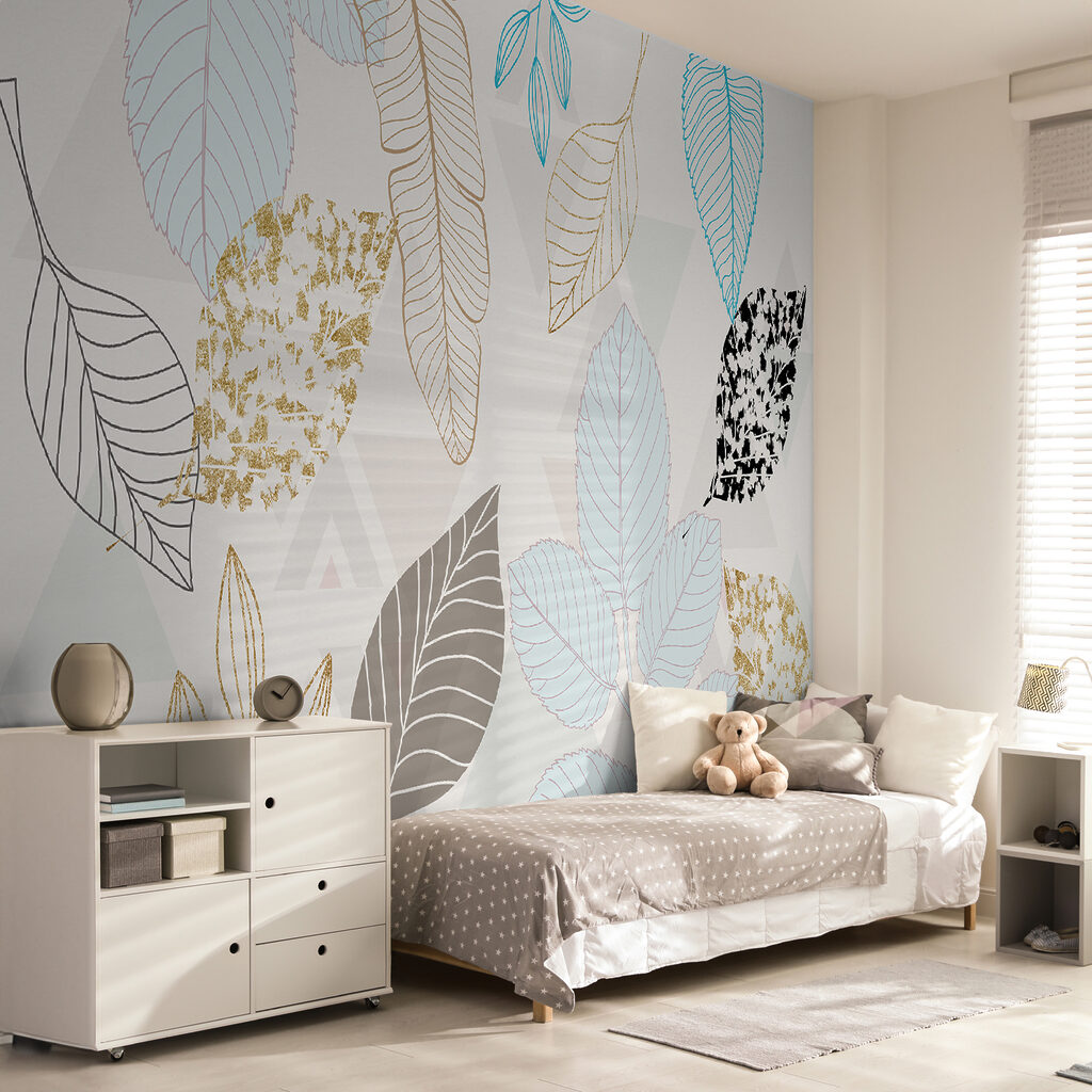 Pattern of leaves on a white background