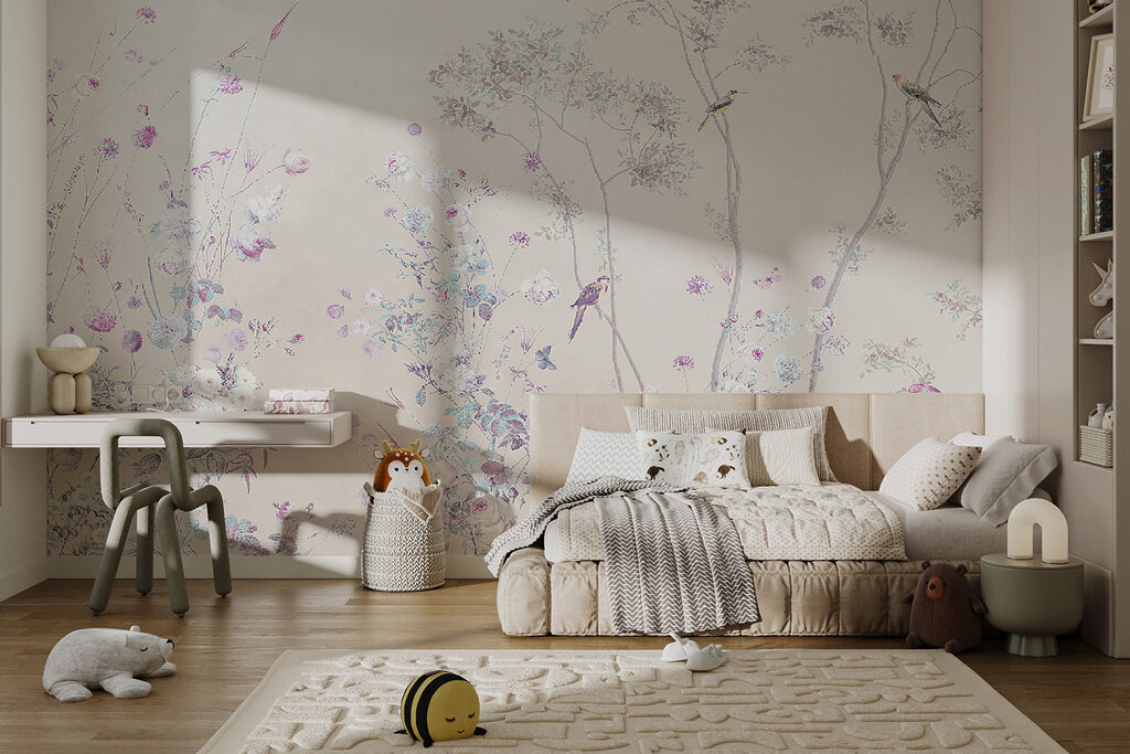 Group of flowers and leaves