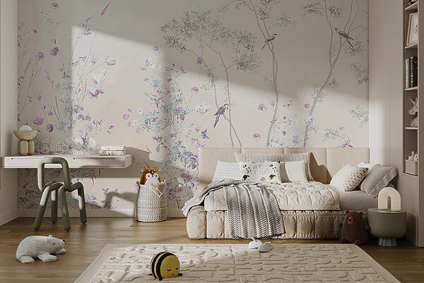 Group of flowers and leaves