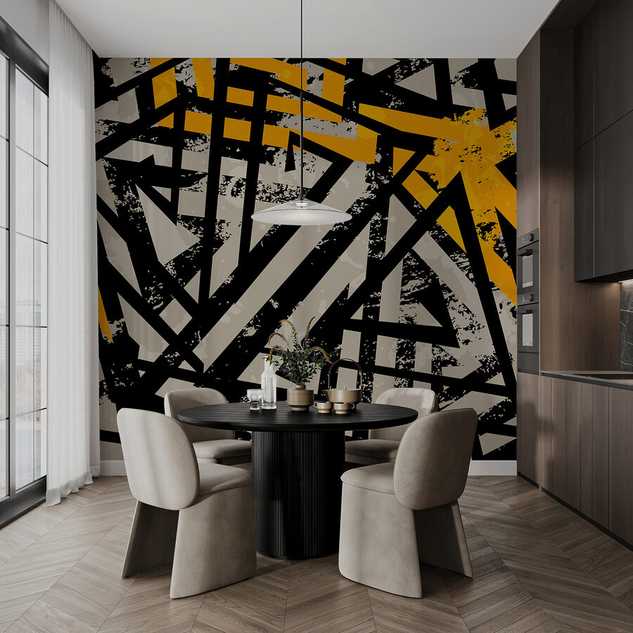 Wall murals Black and yellow pattern - Image 4