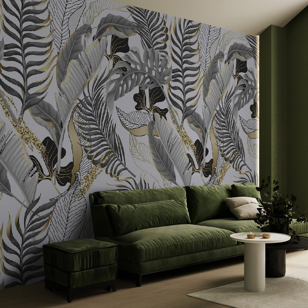 Pattern of leaves and flowers