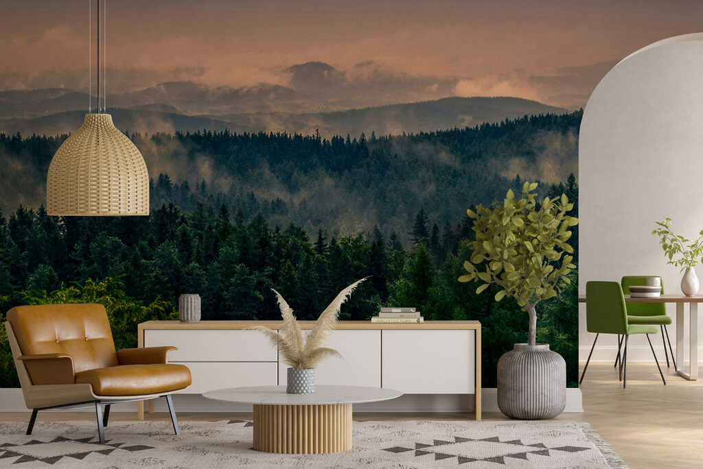 Forest with fog and clouds Forest with fog and clouds