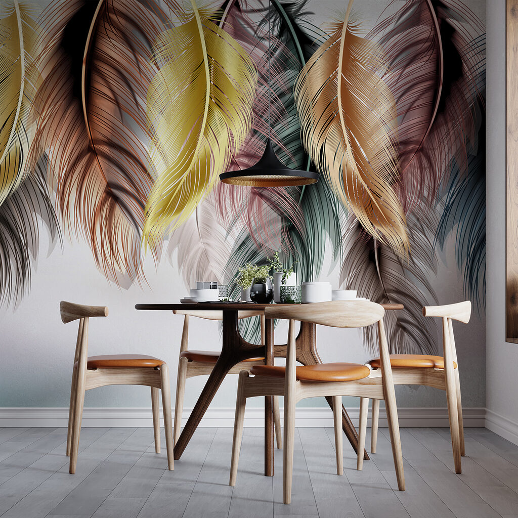 Group of colorful feathers