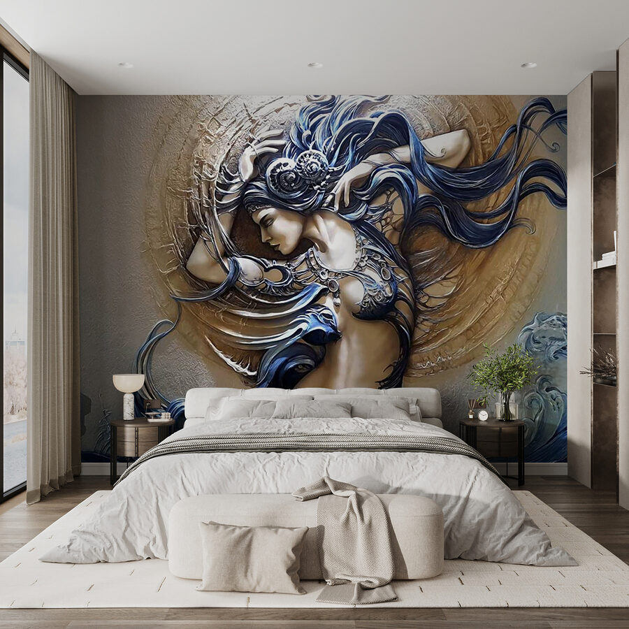 Painting of a woman with long hair