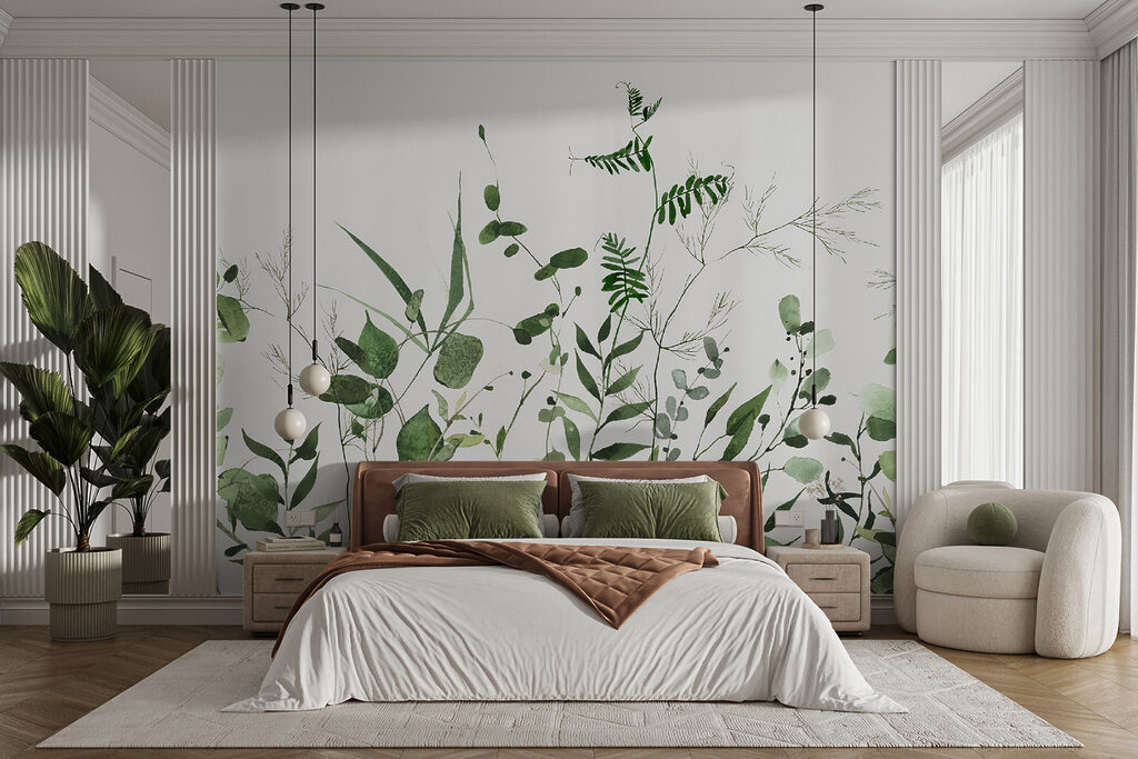 Lush greenery on a white background Lush greenery on a white background