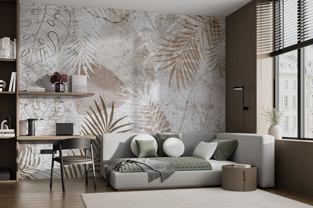 Elegant botanical patterns in neutral tones