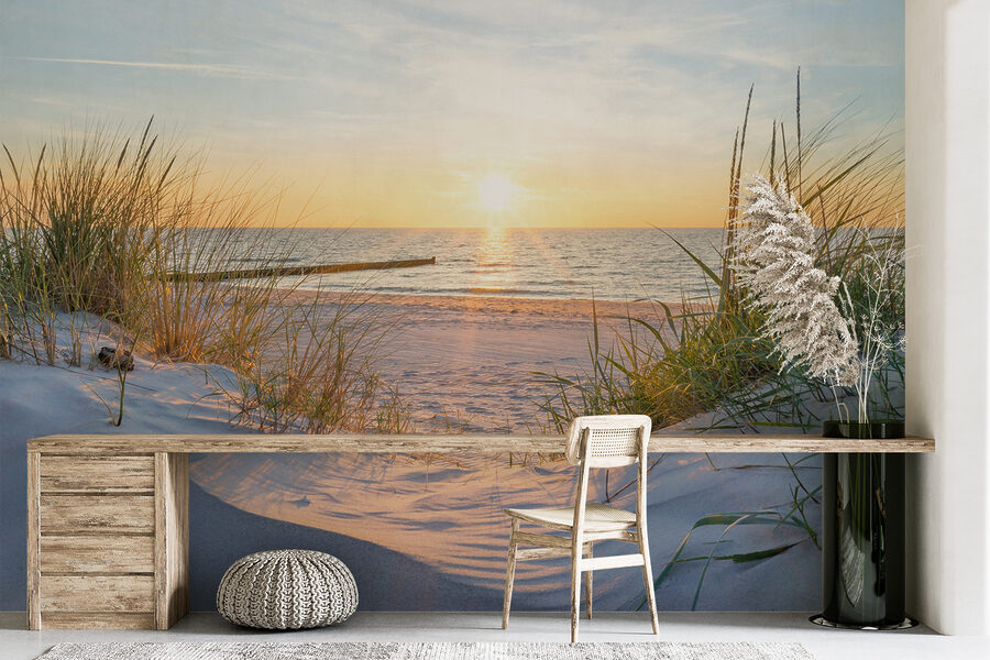 Wall murals Beach with grass and a body of water - Image 5
