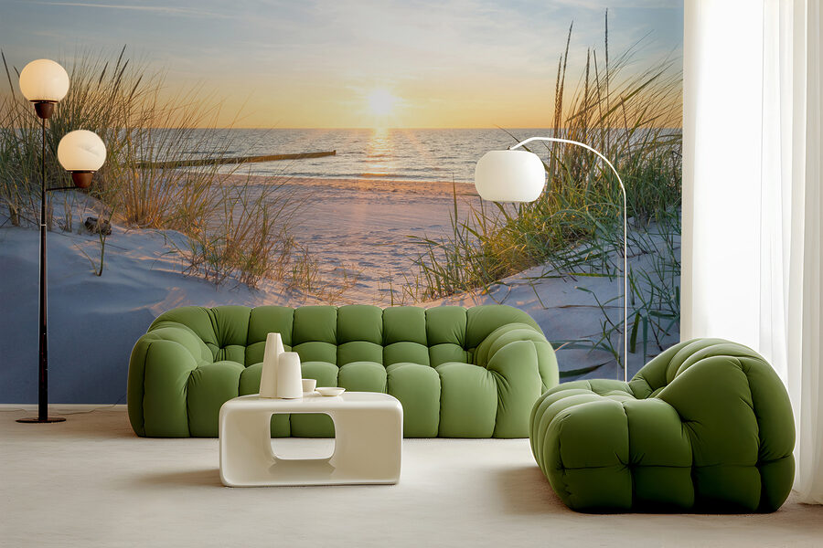 Wall murals Beach with grass and a body of water - Image 6