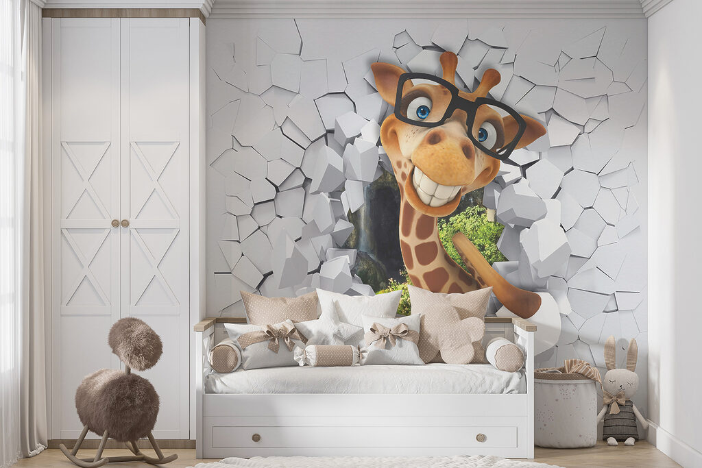 Giraffe cartoon character in glasses