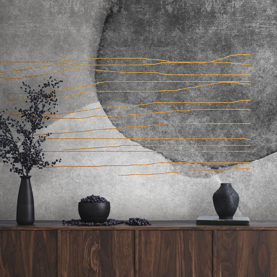 Grey and white painting with orange lines Grey and white painting with orange lines