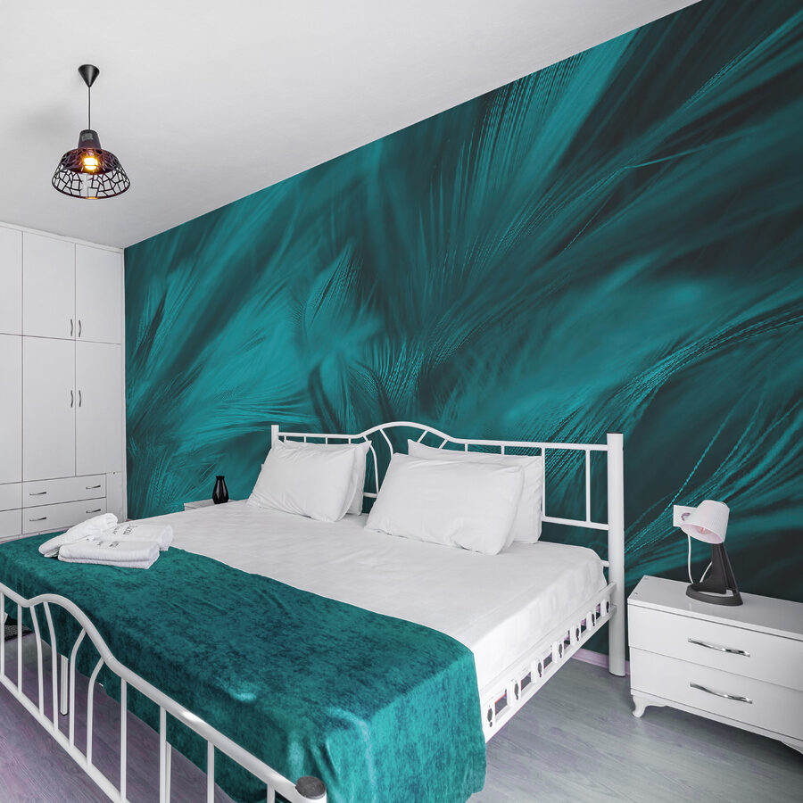 Soft teal feathers in gentle waves. Soft teal feathers in gentle waves.